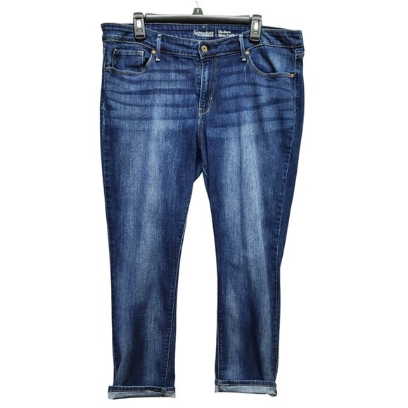Signature by Levi Strauss Womens Plus Size 20 Straigtht Jeans Modern Slim Cuffed - Picture 3 of 16